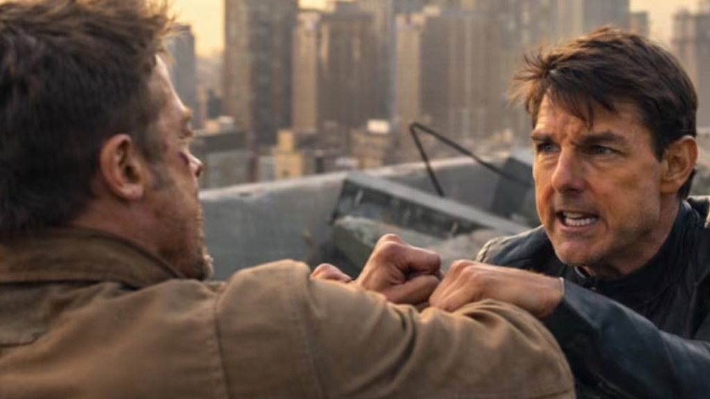 Tom cruise y Brad Pitt peleando
